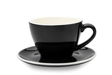 6 x BLACK 10oz Cup & Saucer