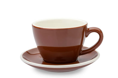 6 x BROWN 8oz Cup & Saucer