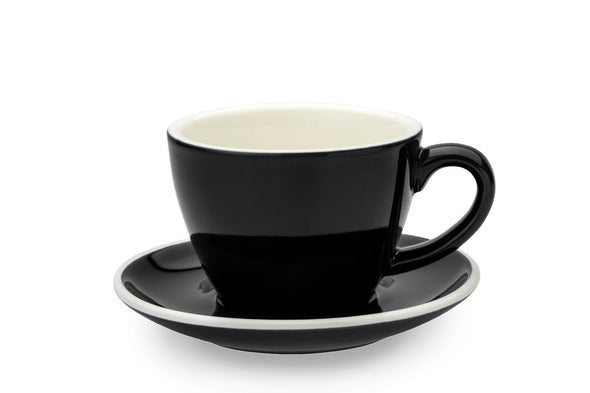 6 x BLACK 6oz Cup & Saucer