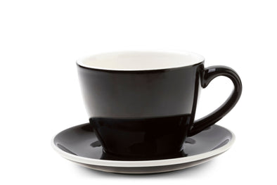 6 x BLACK 8oz Cup & Saucer