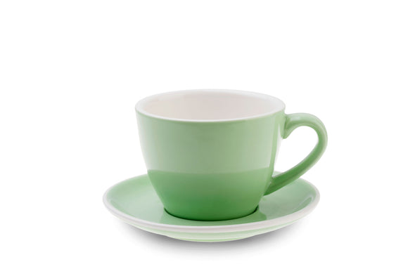 6 x GREEN 8oz Cup & Saucer