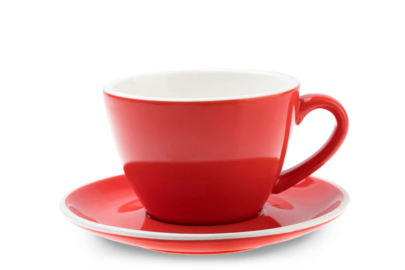 6 x RED 12oz Cup & Saucer