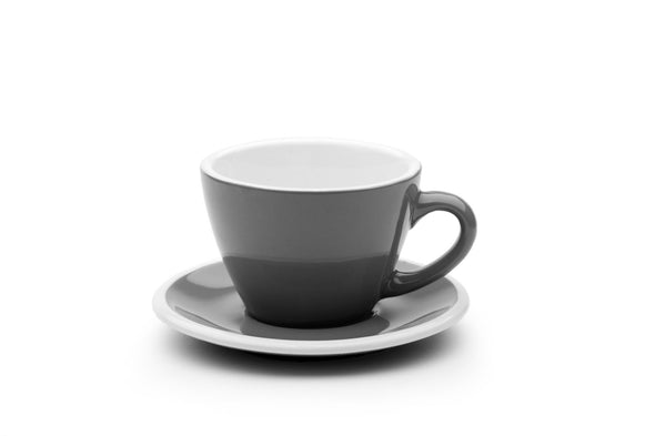 6 x GREY 6oz Cup & Saucer